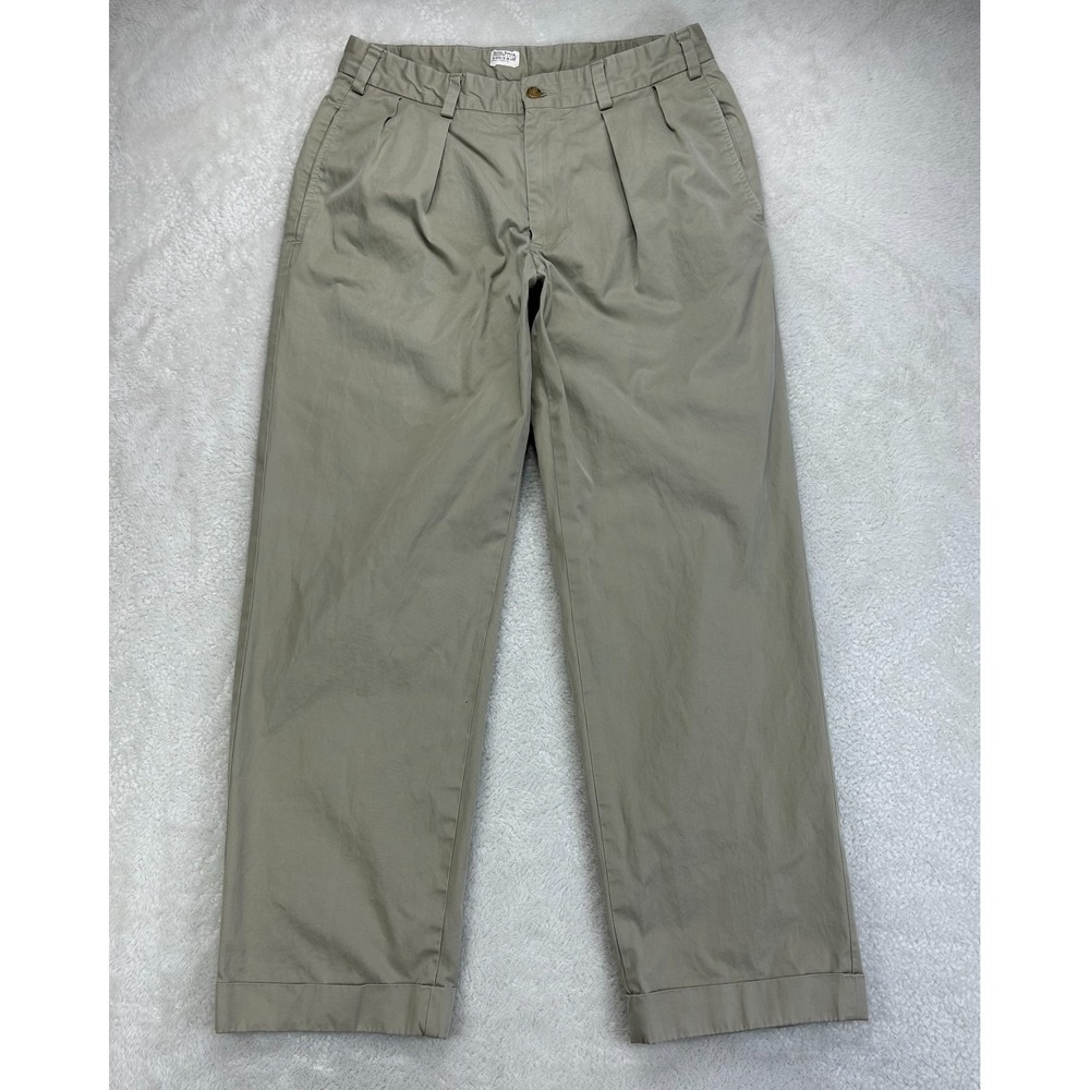 Vintage Bills Khakis Chino Pants Mens Beige Twill Mid Rise Classic Fit Pleated‎